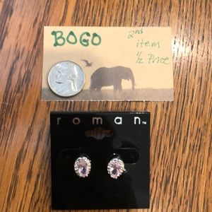 Beautiful pink oval stud earrings